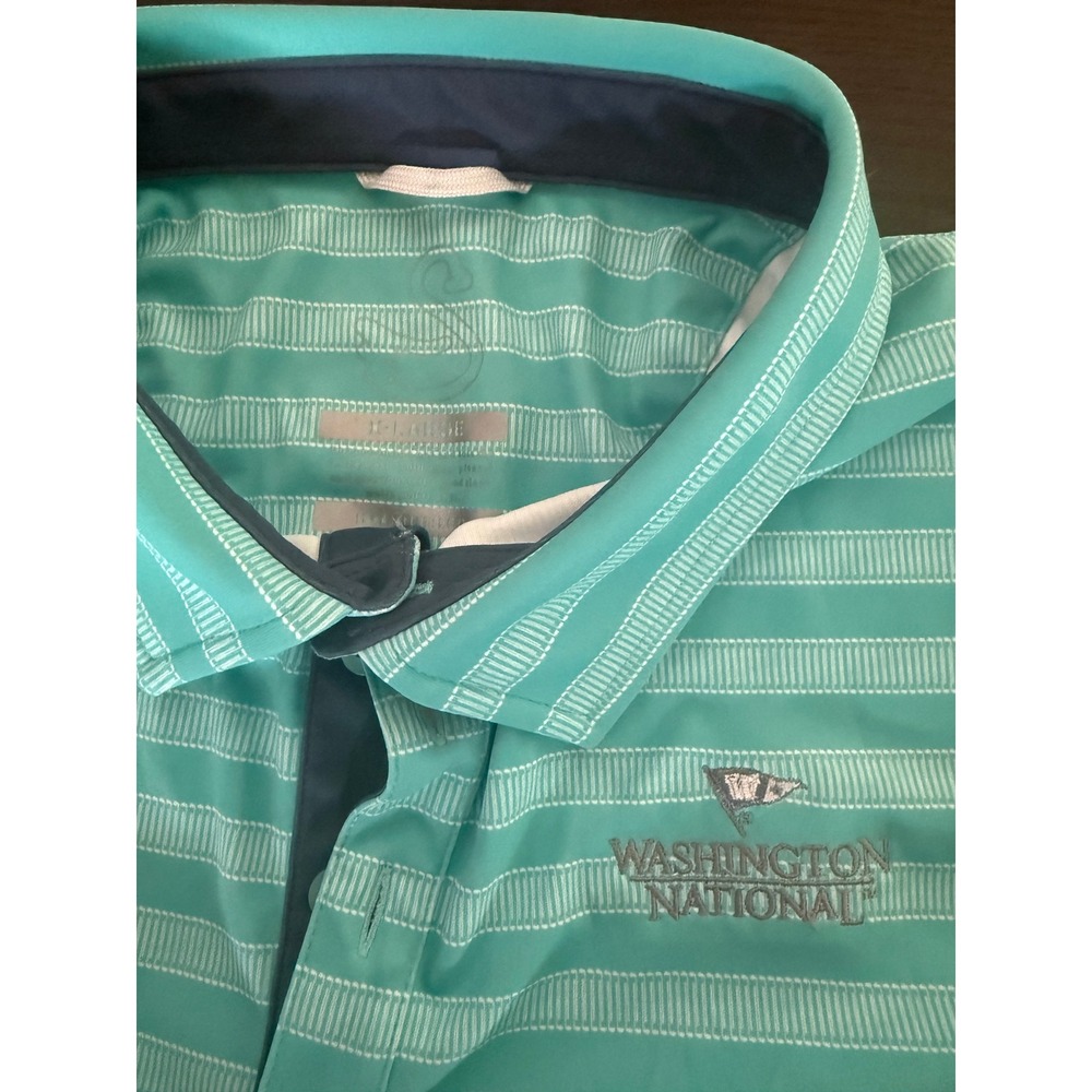 Swannies Golf Polo XL Teal Excellent Washington National Golf Course Striped - Picture 2 of 3